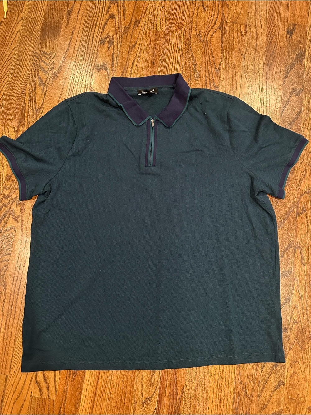 Express Quarter Zip Knit Polo in blue and green - size XL
